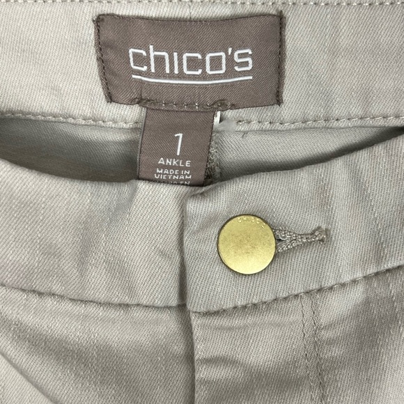 Chico’s Cotton Stretch So Slimming Ankle Pants Women’s  Beige Tan Sz: 1 (M/8) - Picture 10 of 13